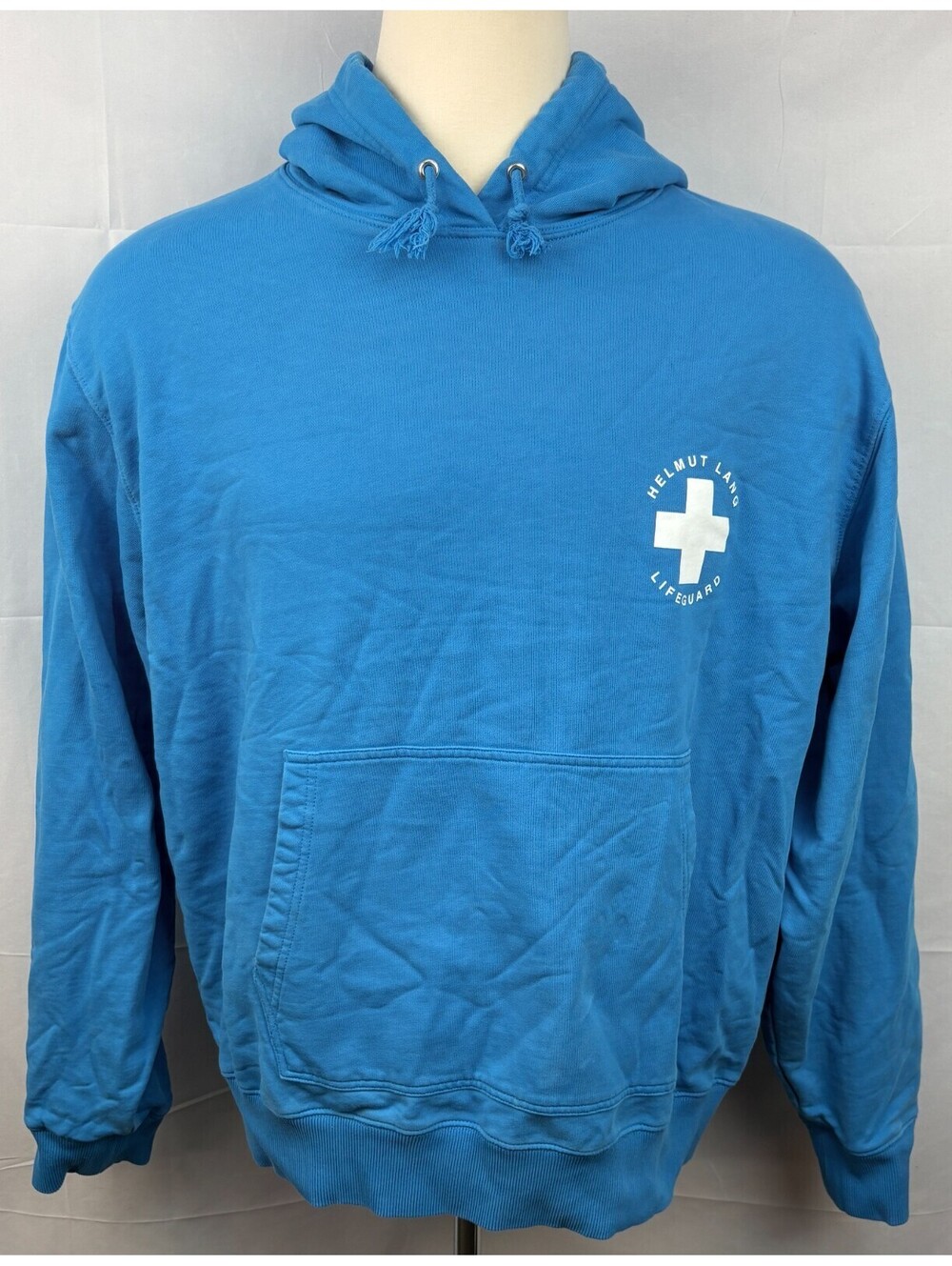 Helmut Lang Men's 2XL Knots Lifeguard Blue Pullover Hoodie